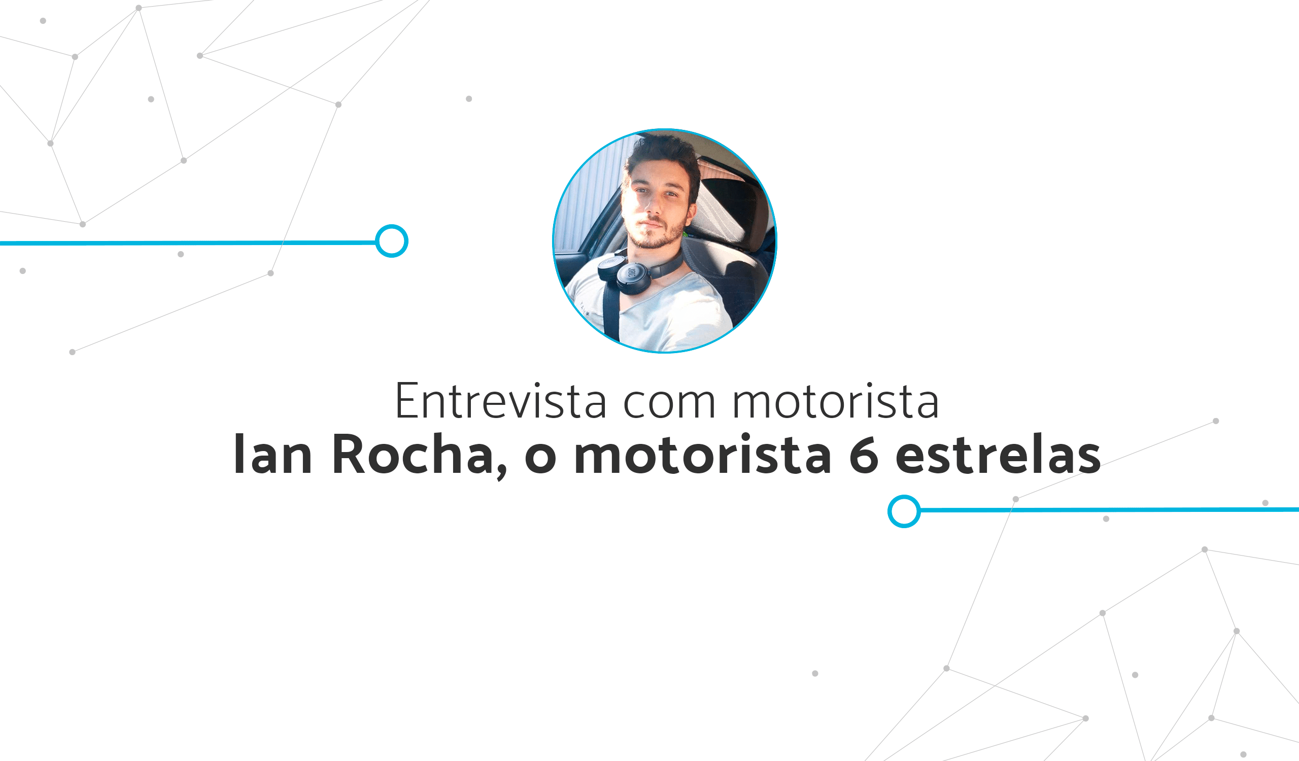 Homem com fone no pescoço, sentado dentro do carro