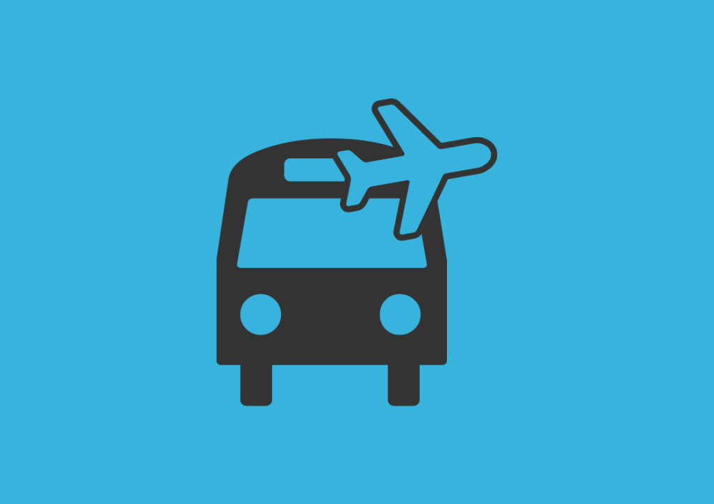 ilustração de um ônibus e um avião