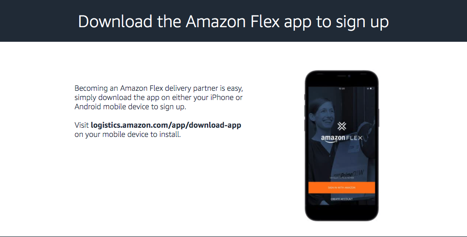 Site da Amazon Flex