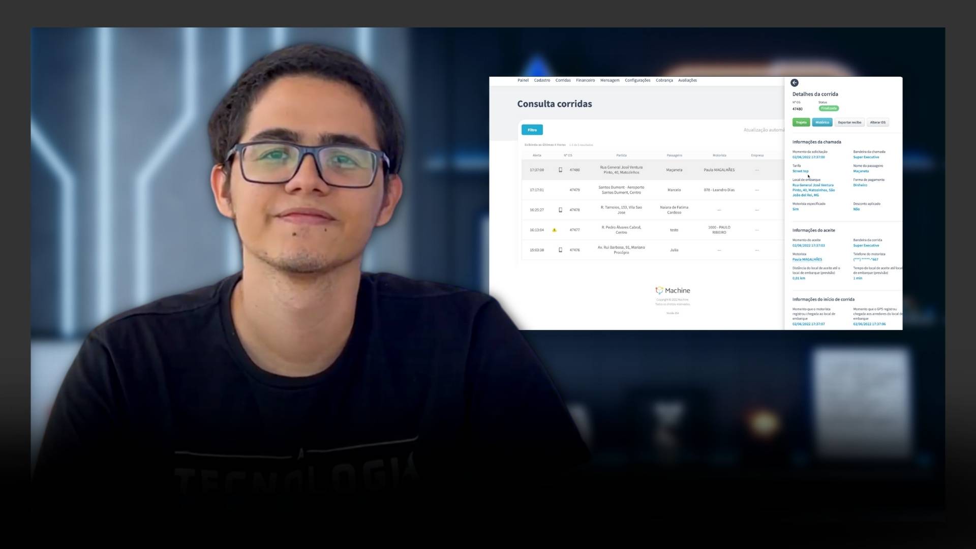 controle e gestão de corridas
