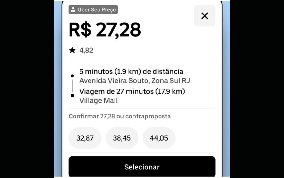 Uber Seu Preço motorista terá 5% de taxa ao negociar preço de corrida