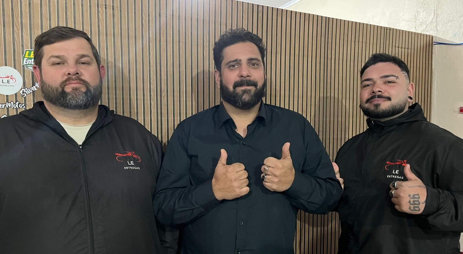 Fundadores da L.E Entregas: Érico Ulrich, Geremias Lacerda e Giovani Marinho.