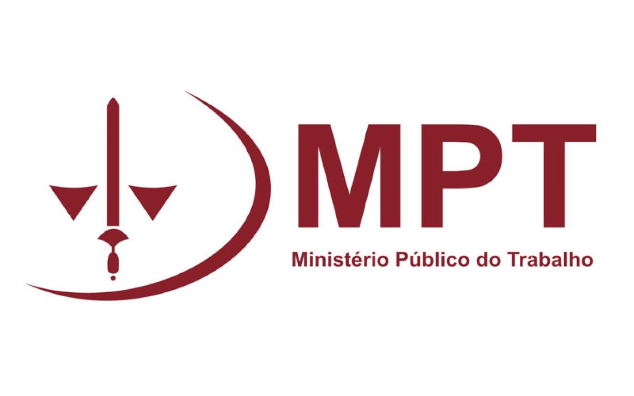 Logotipo do Ministério Público do Trabalho com símbolo de balança estilizada em vermelho.